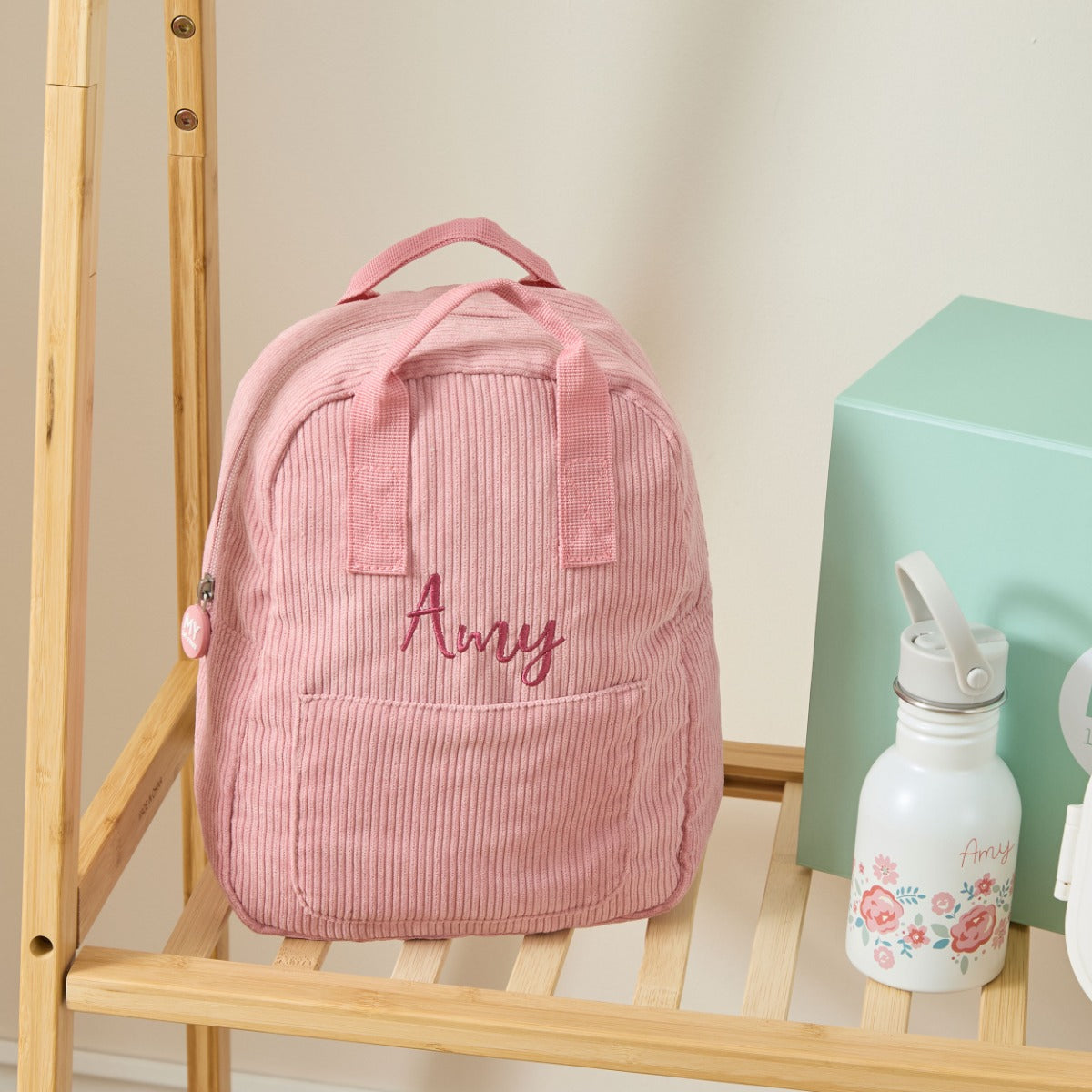 Personalised Big Name Pink Cord Mini Backpack