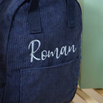 Personalised Big Name Navy Cord Mini Backpack