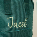 Personalised Big Name Forest Green Cord Mini Backpack