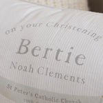 Personalised Dove Christening Linen Cushion