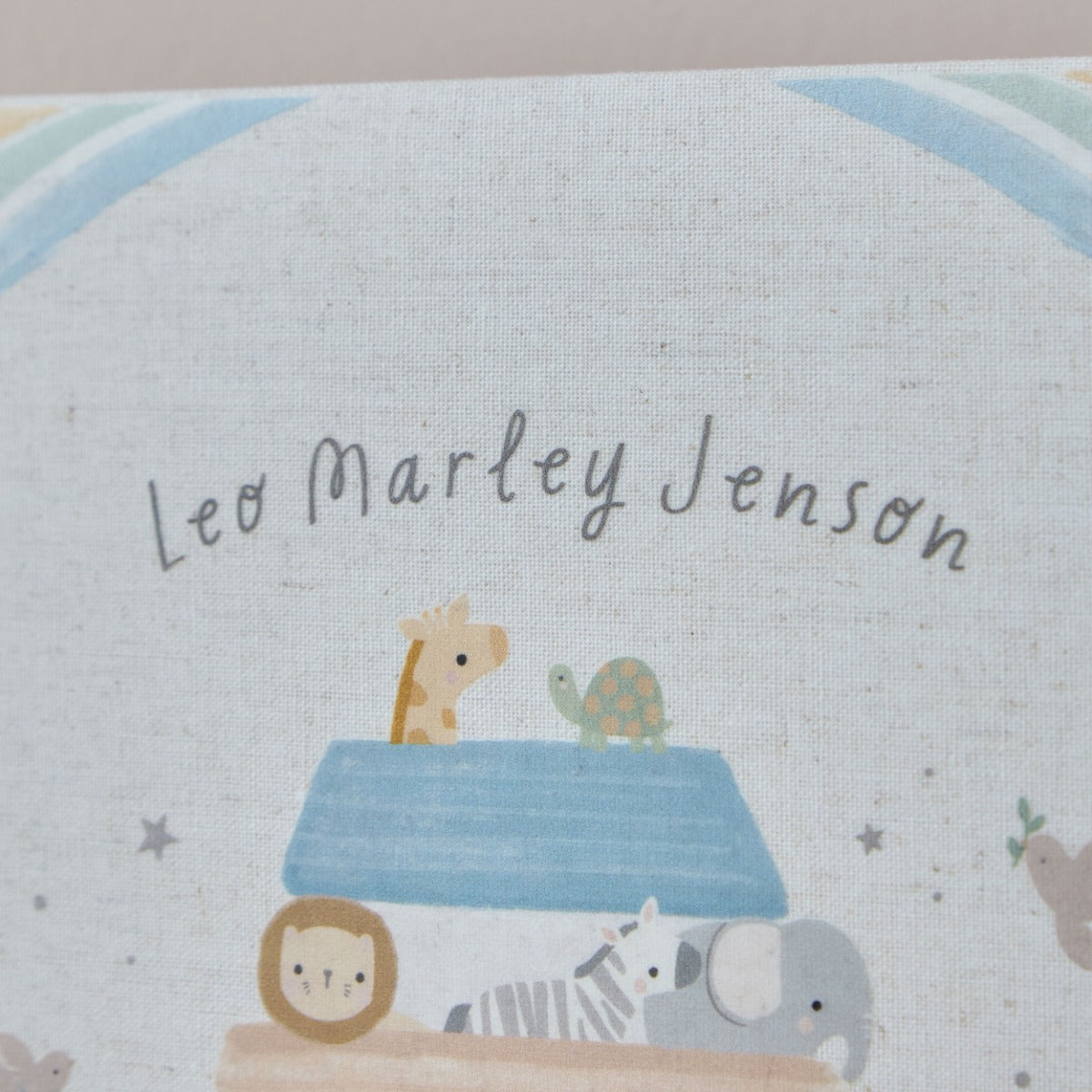Personalised Noah's Ark Christening Linen Photo Album