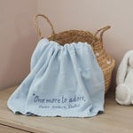 Personalised One More to Adore Light Blue Jacquard Blanket