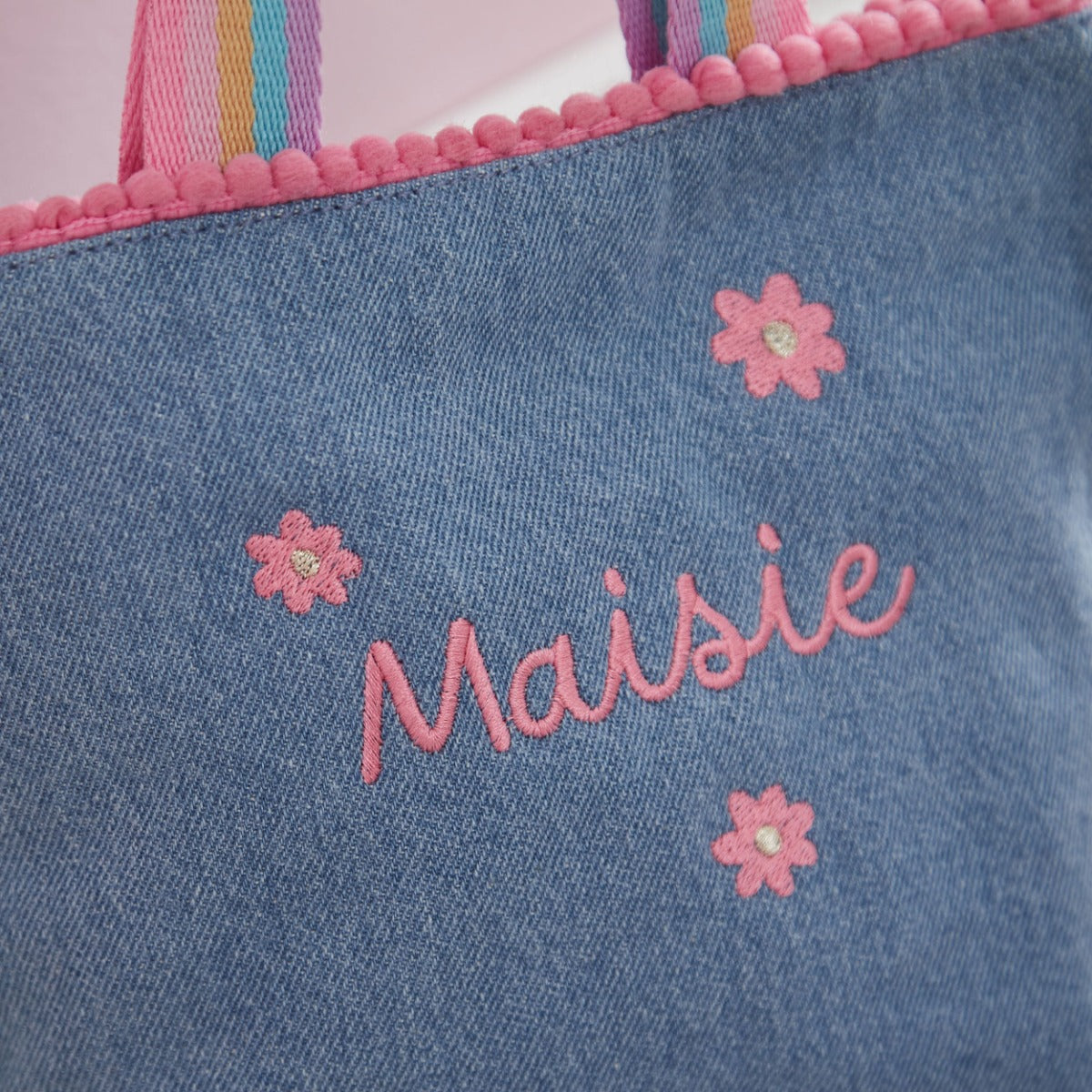 Personalised Denim Rainbow Handbag
