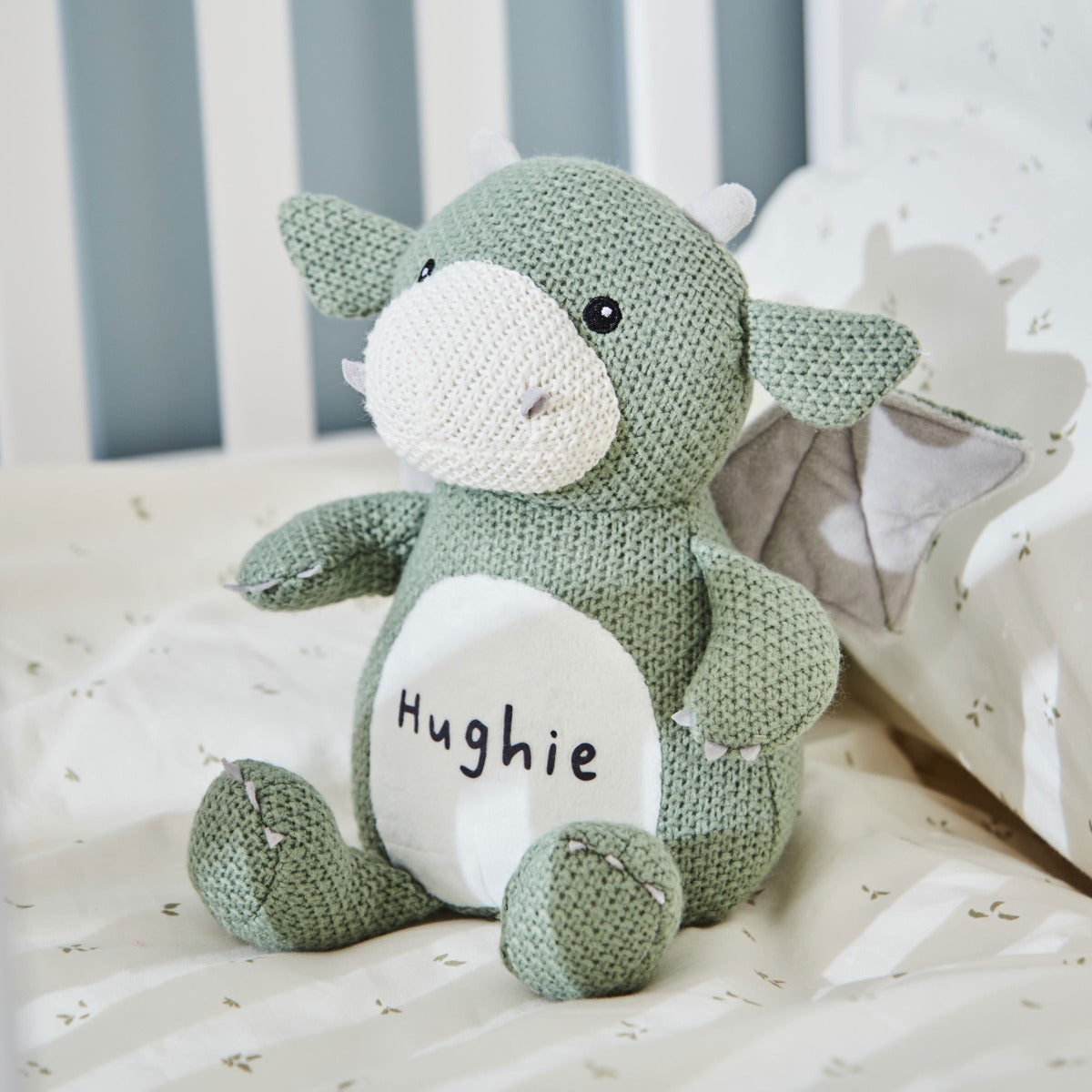 Personalised Green Knitted Dragon Soft Toy