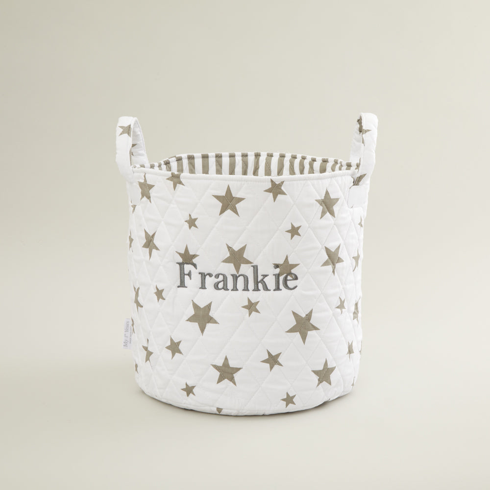 Personalised Medium White Star Storage Bag