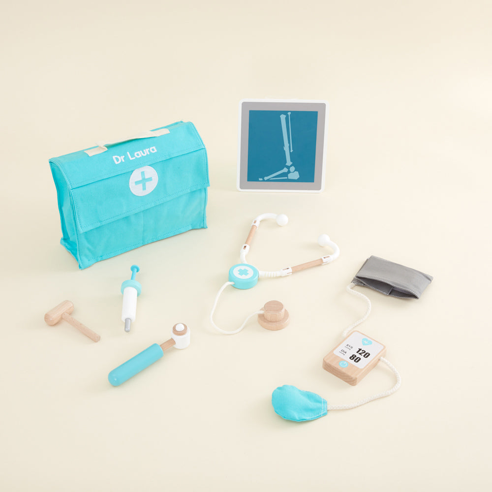 Personalised Blue Wooden Doctors Playset