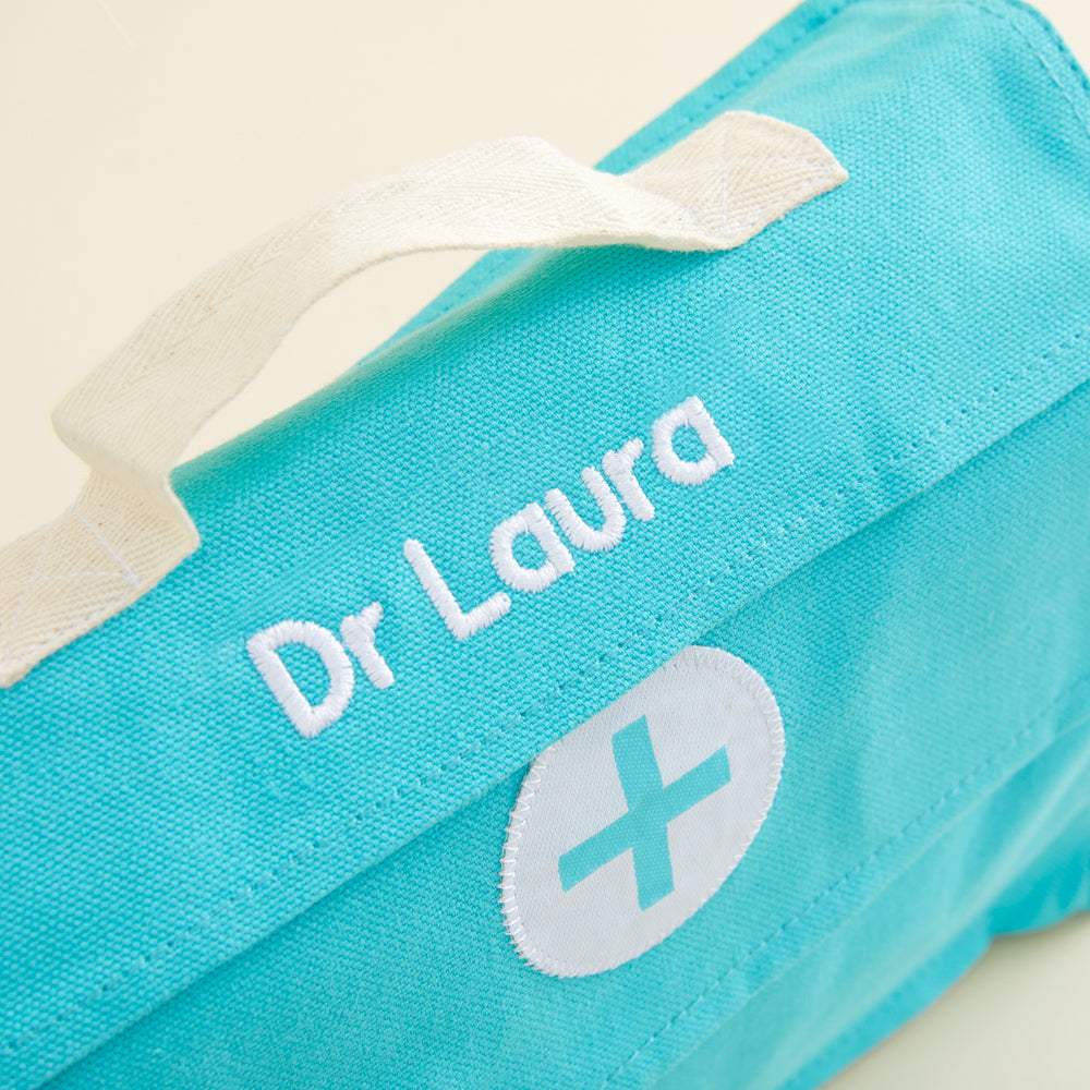 Personalised Blue Wooden Doctors Playset Personalisation