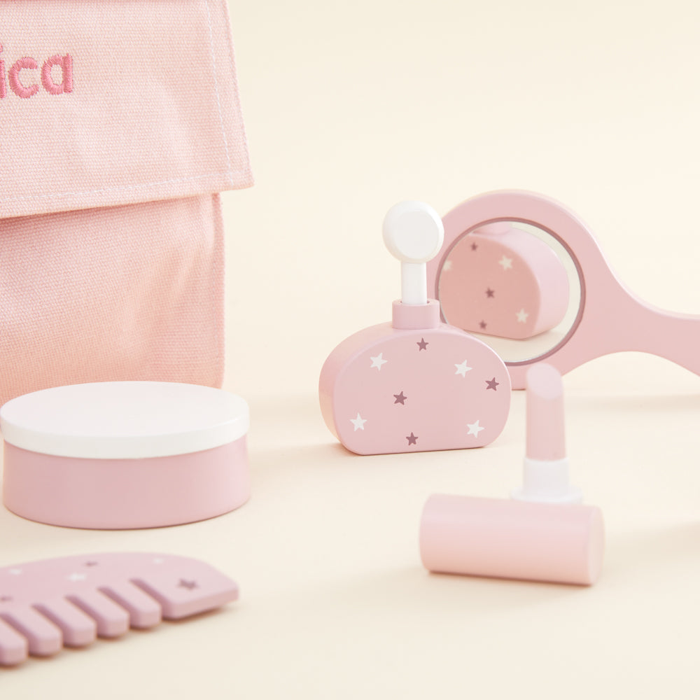 Personalised Pink Wooden Vanity Set Toy - Detail