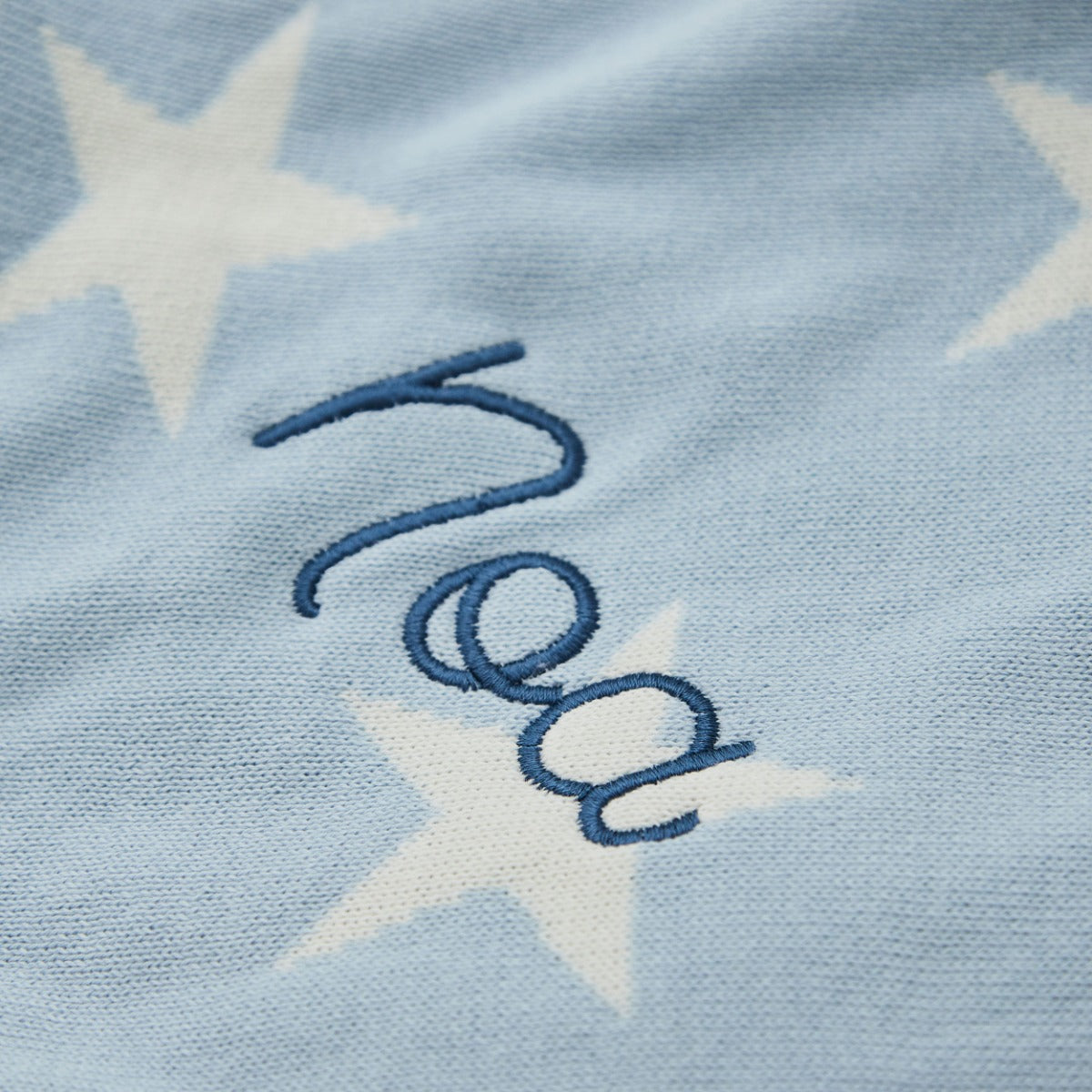 Personalised Light Blue Star Intarsia Baby Blanket