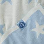 Personalised Light Blue Star Intarsia Baby Blanket