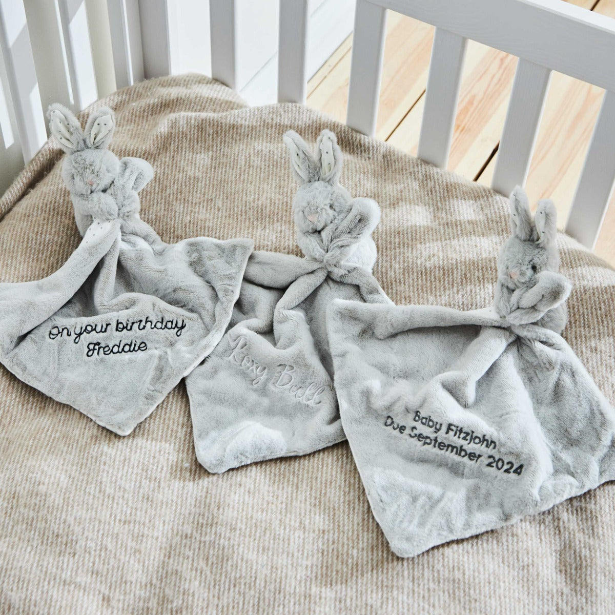 Personalised Light Grey Bunny Comforter
