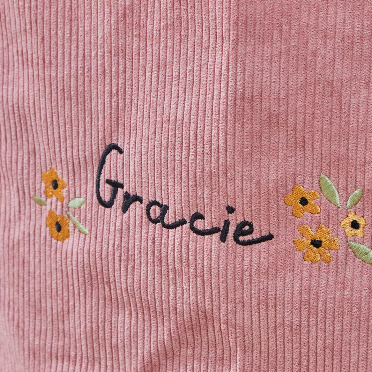 Personalised Yellow Flower Cord Pink Storage Bag 