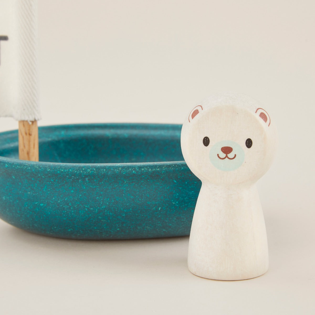 Personalised Plan Toys Polar Bear Sailing Boat Bath Toy