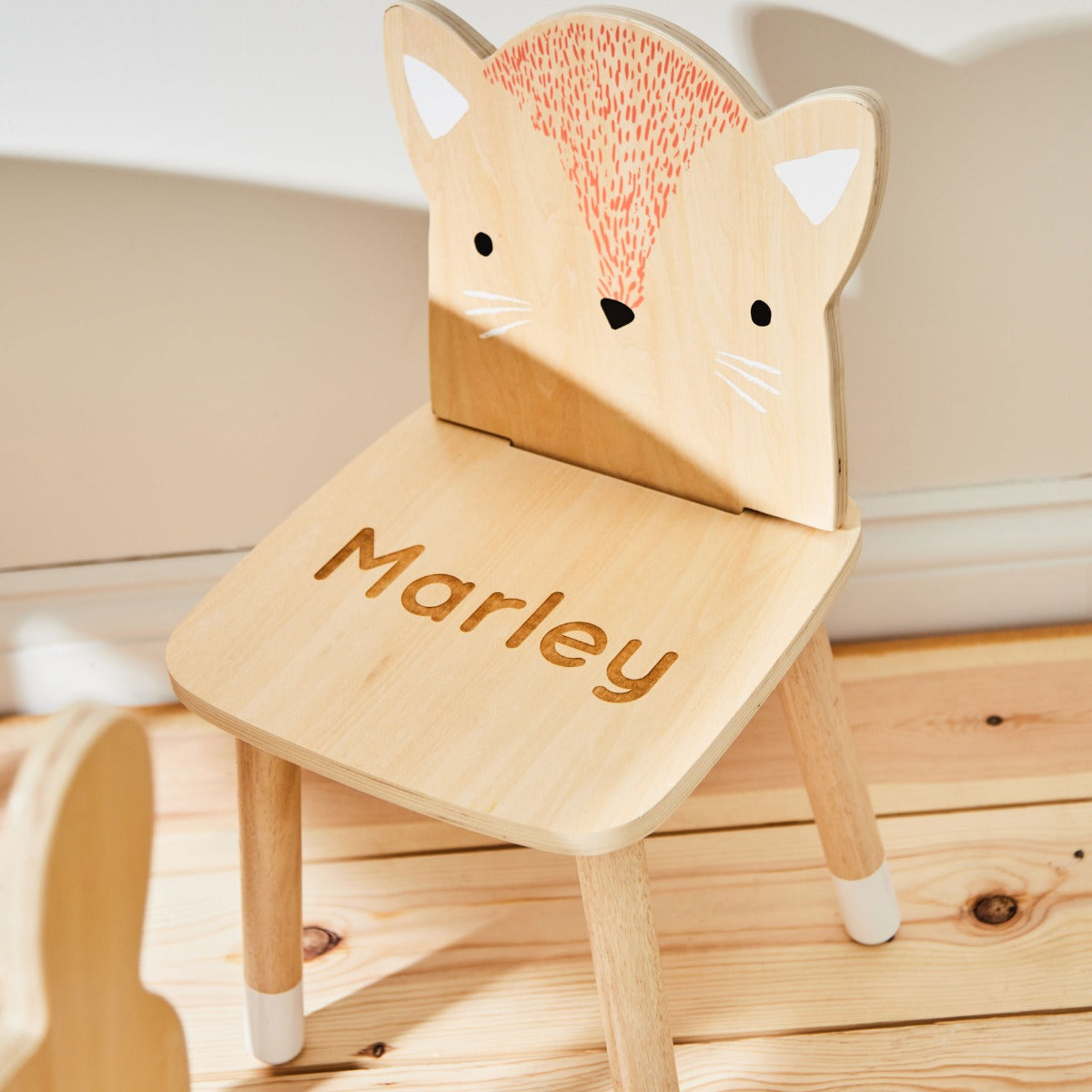Personalised Wooden Fox Design Children's Chair