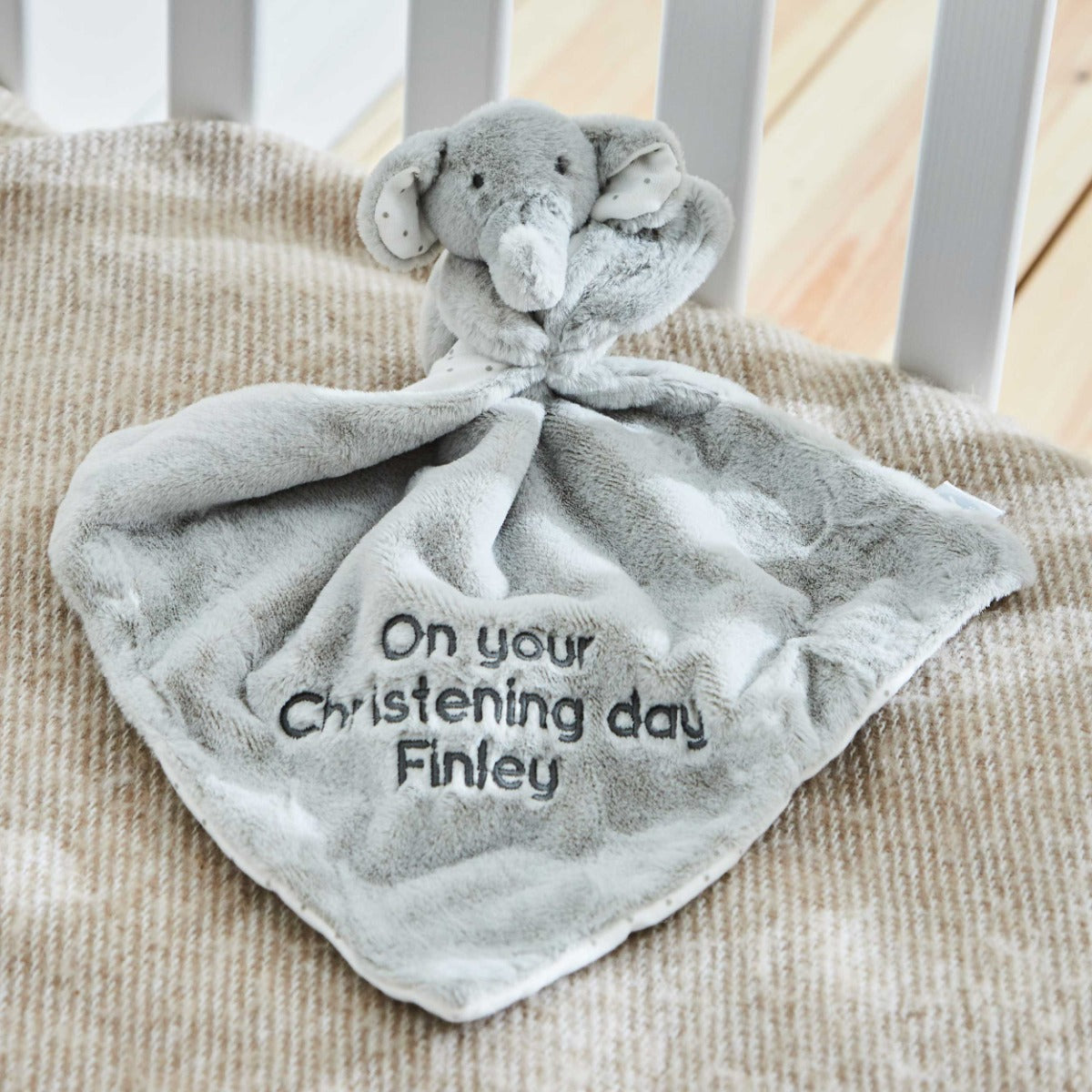 Personalised Light Grey Elephant Comforter