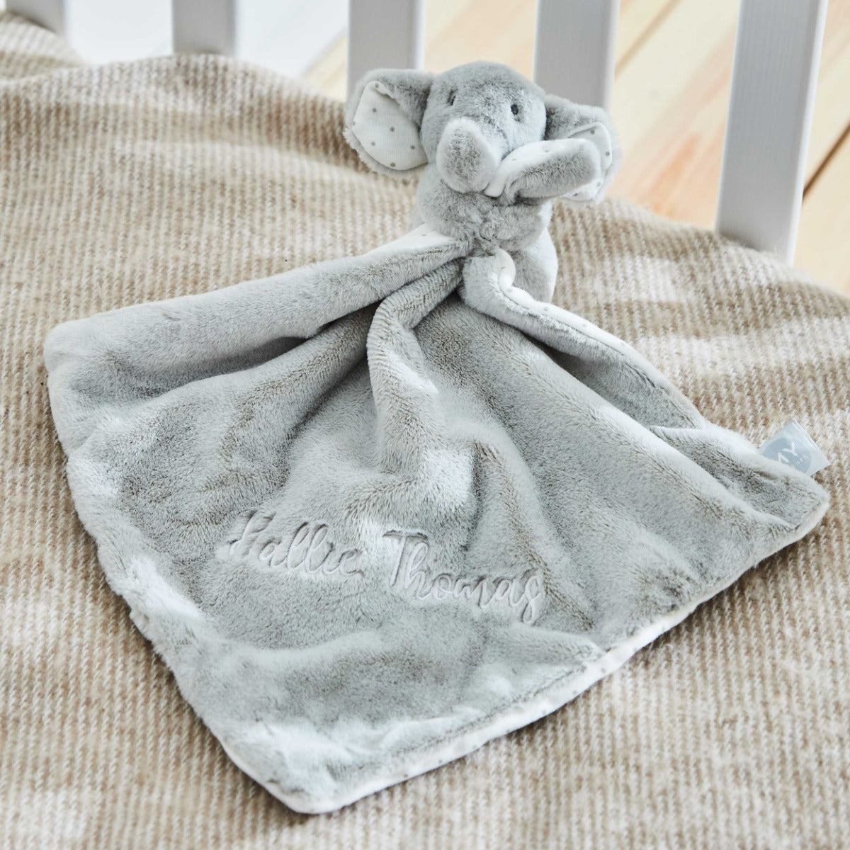 Personalised Light Grey Elephant Comforter