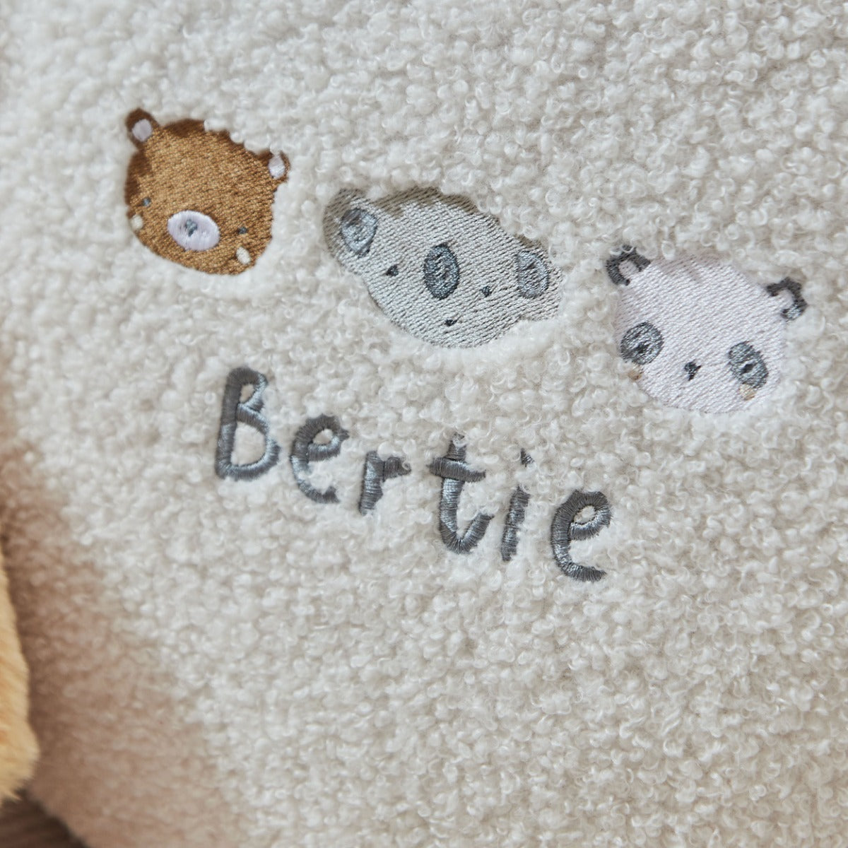 Personalised Bear Face Round Borg Cushion 