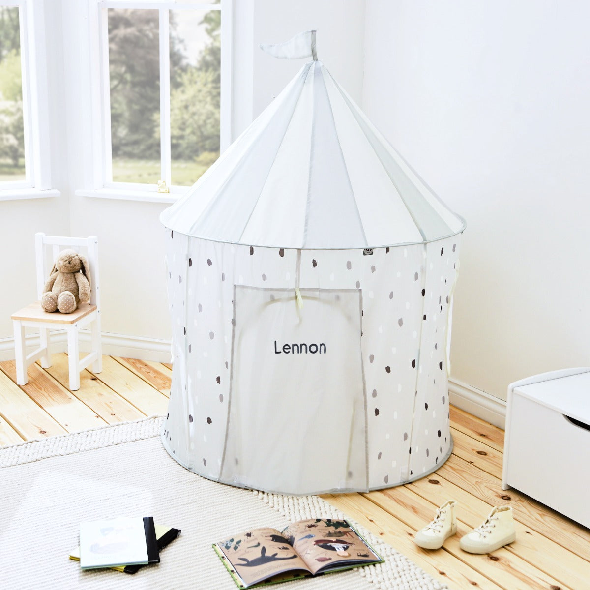 Personalised Grey Polka Dot Play Tent