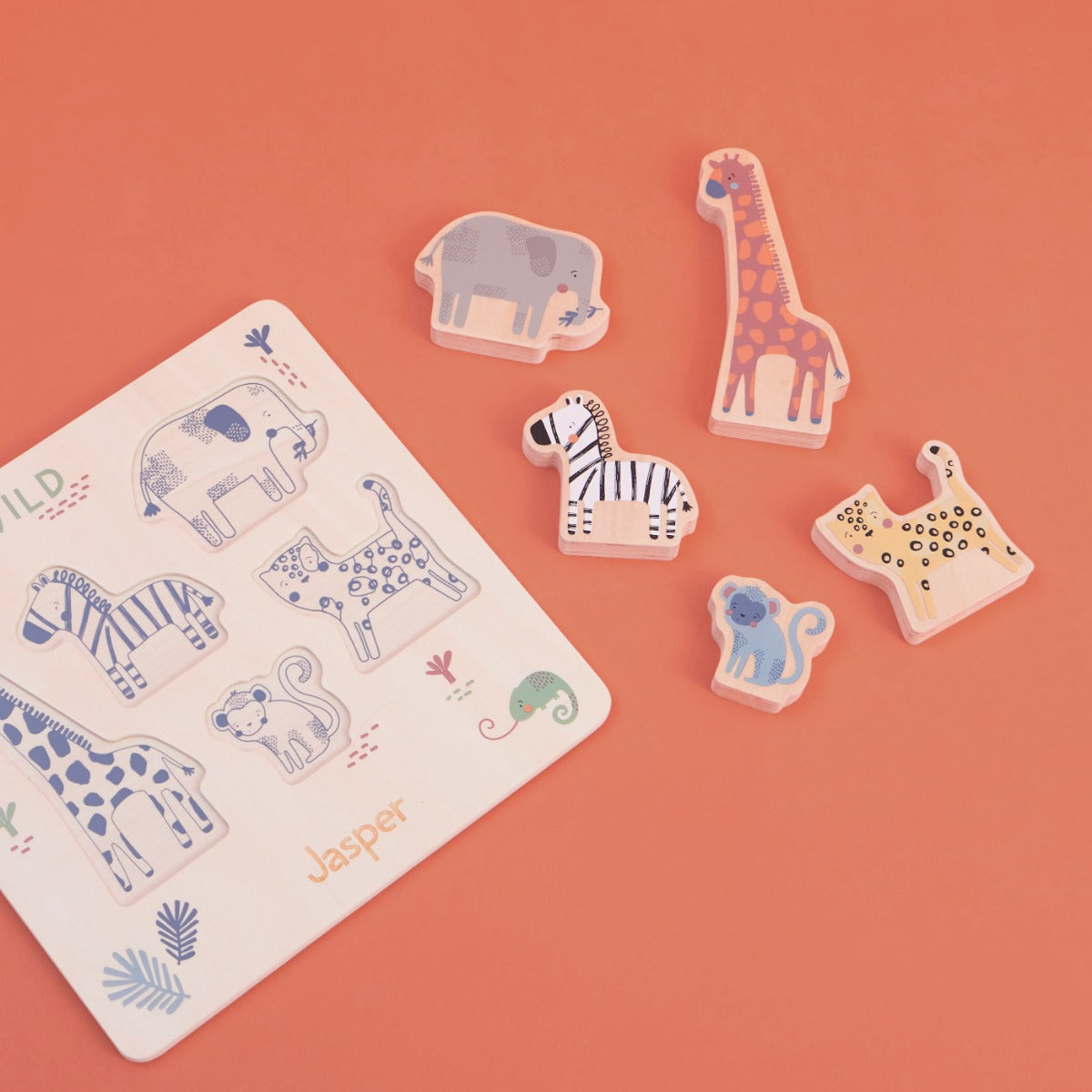 Personalised Wooden Safari Animal Puzzle
