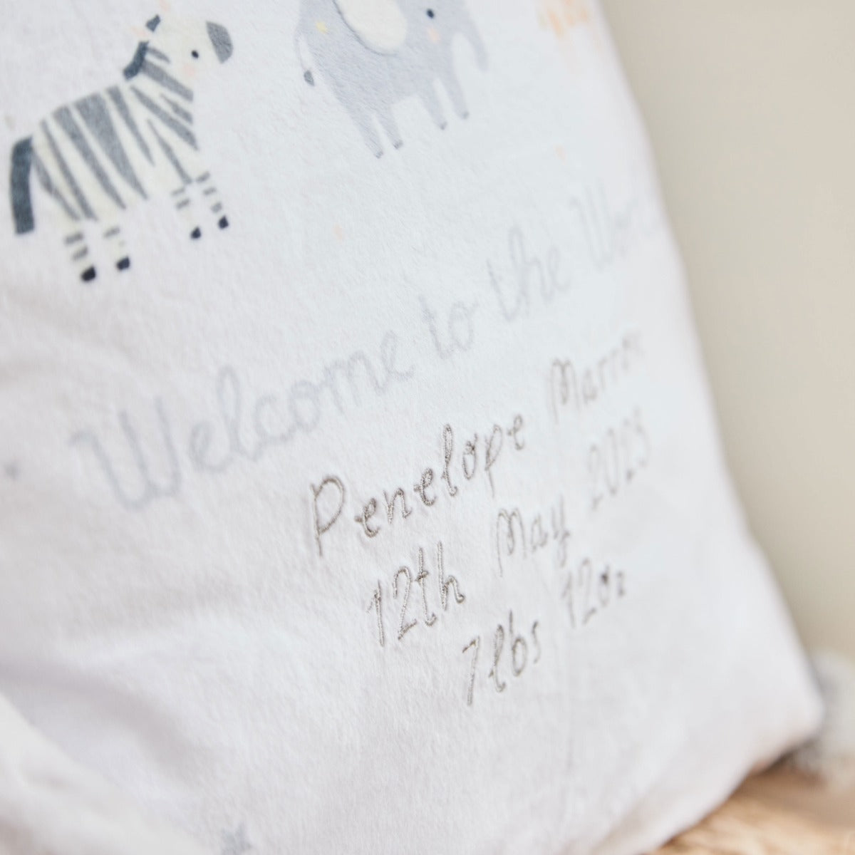 Personalised Welcome to the World Pom Pom Cushion
