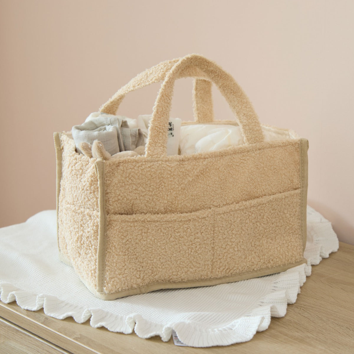 Personalised Teddy Bear Face Borg Nappy Caddy