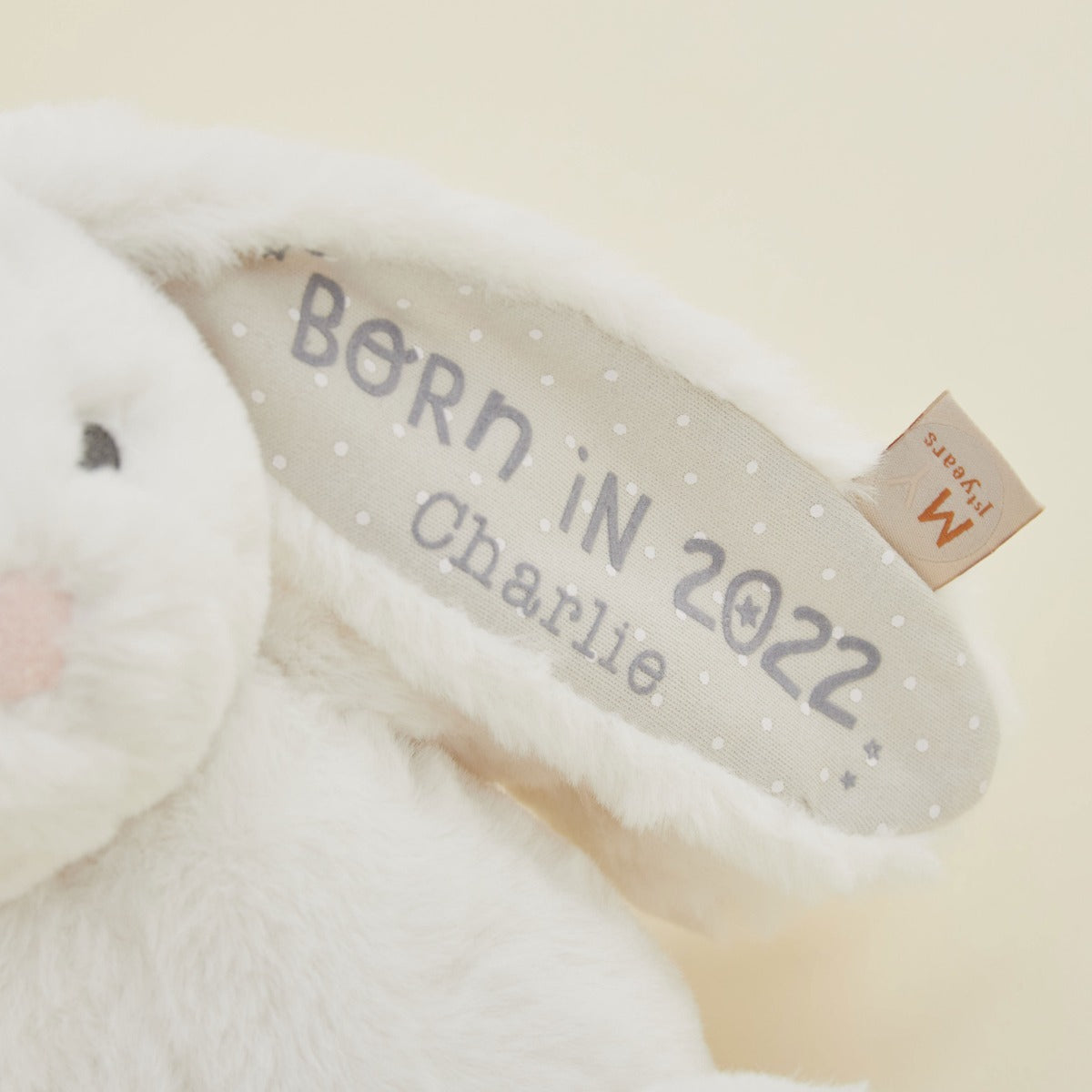 Personalised Born in 2022 White Bunny Soft Toy