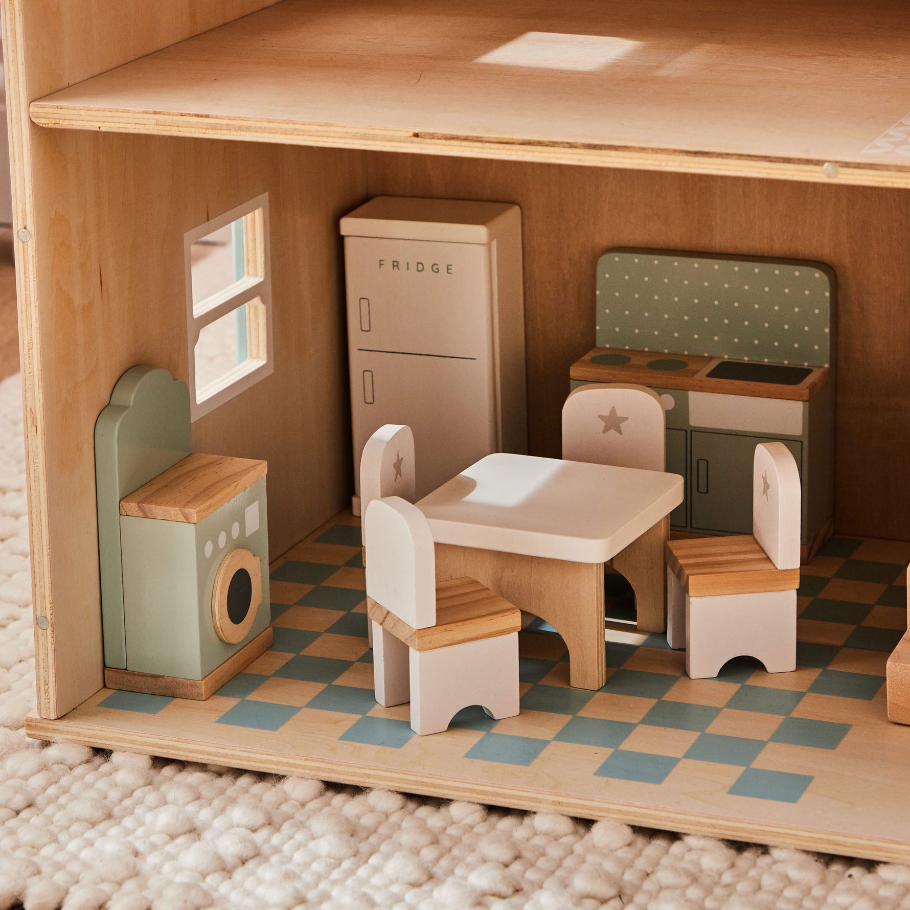 Wooden Doll’s House Kitchen Furniture Set