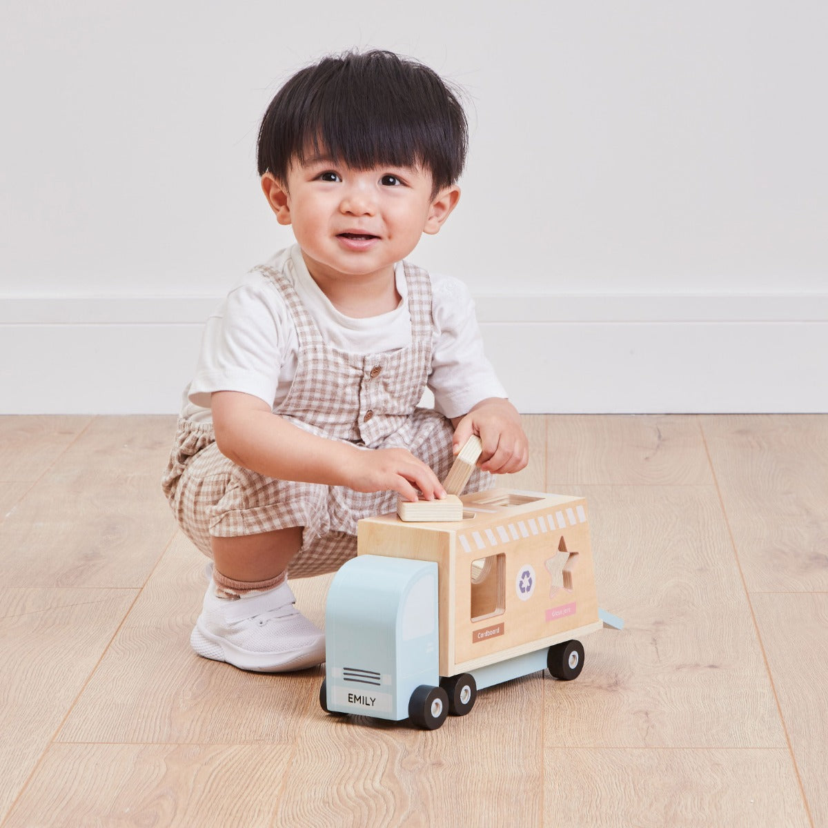 Personalised Wooden Recycling Lorry Shape Sorter Toy