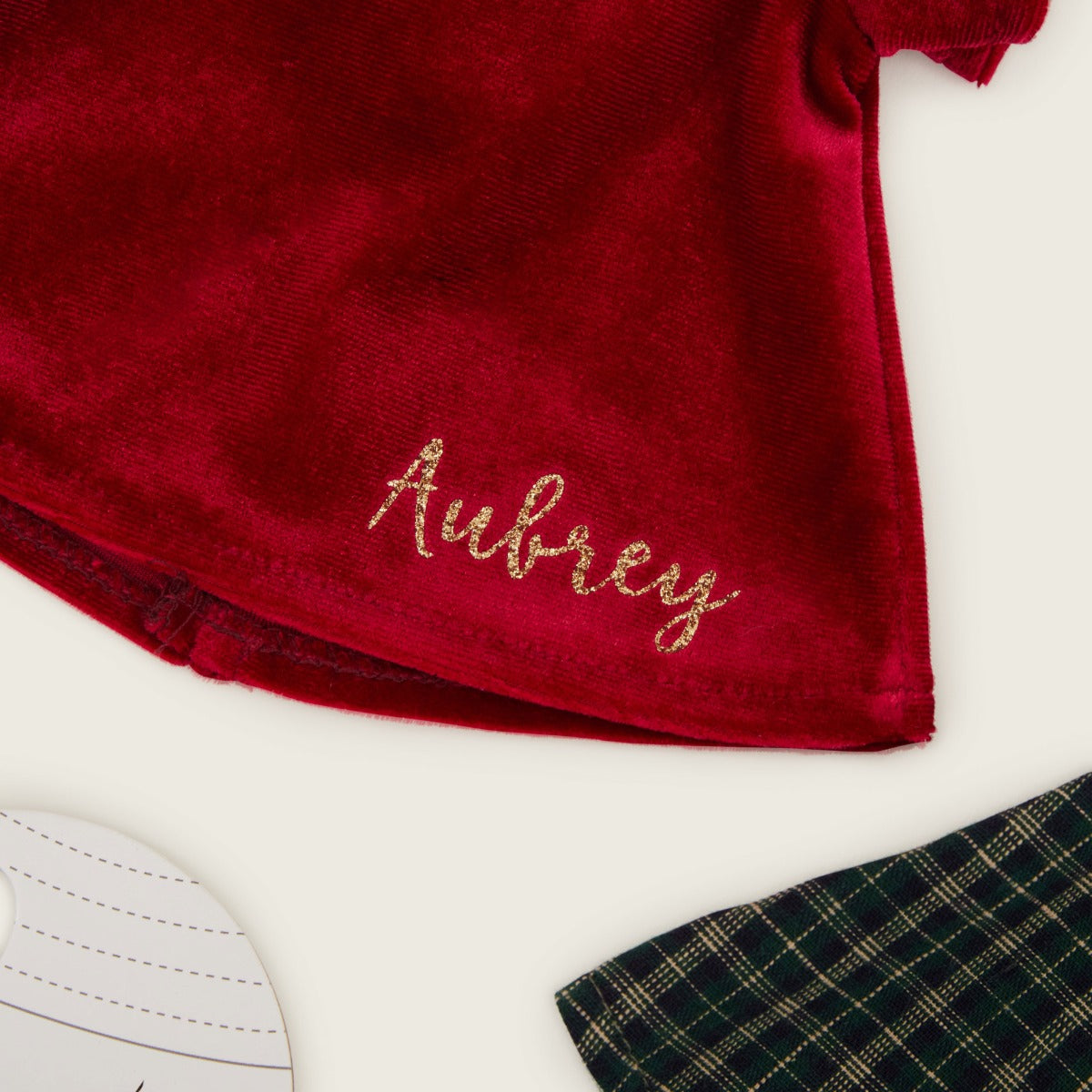 Personalised My 1st Doll Dresses (Red Check, Green Check and Velvet 3 Pack)