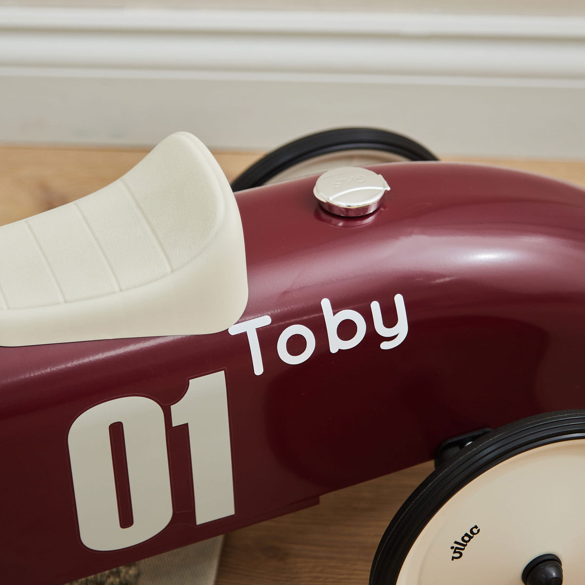 Personalised Burgundy Vilac Racing Ride-on Car