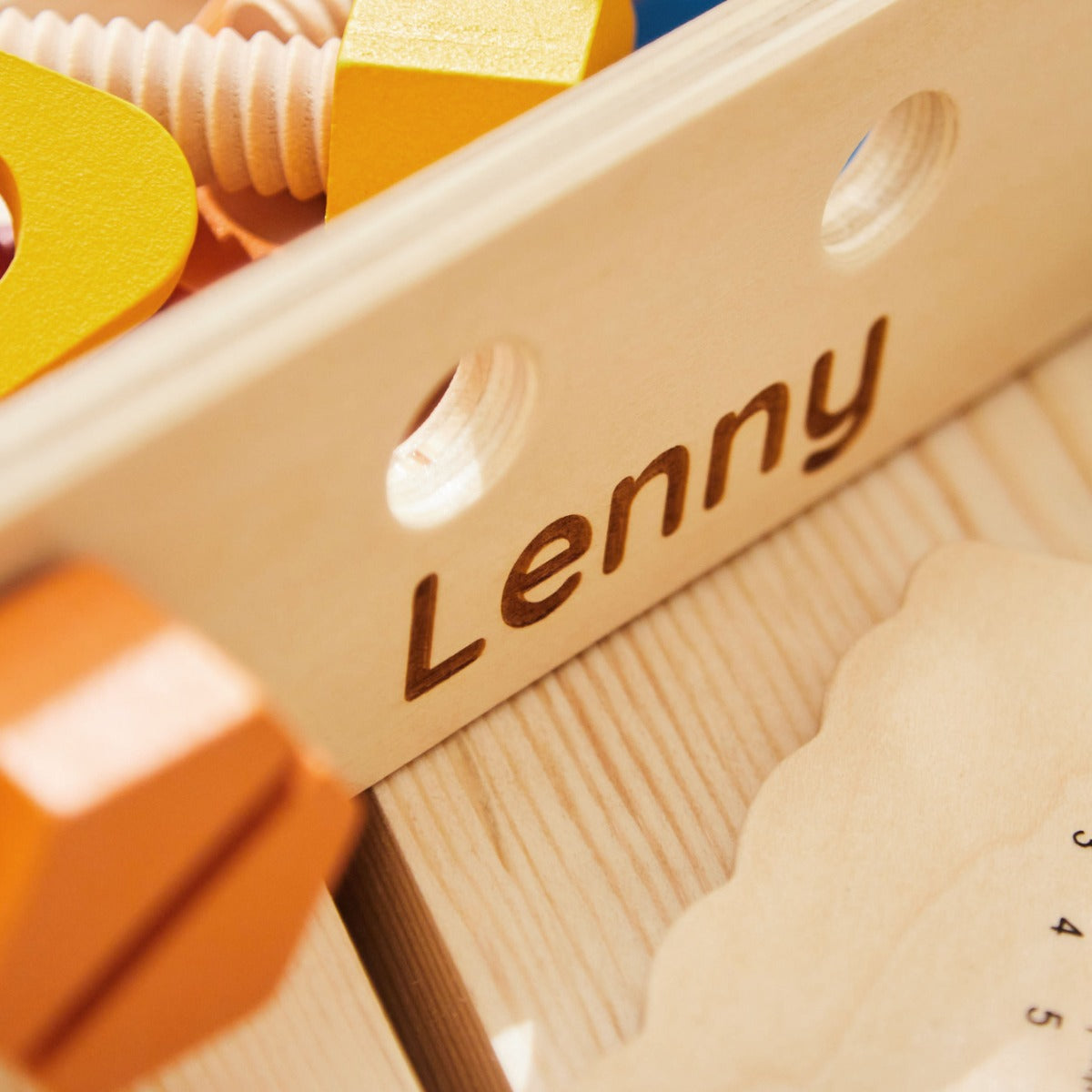 Personalised Colourful Wooden Tool Box Toy
