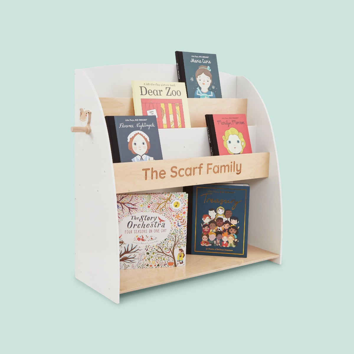 Personalised Tender Leaf Forest Design Wooden Bookcase