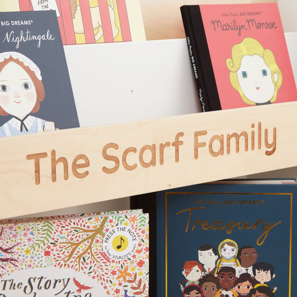 Personalised Tender Leaf Forest Design Wooden Bookcase