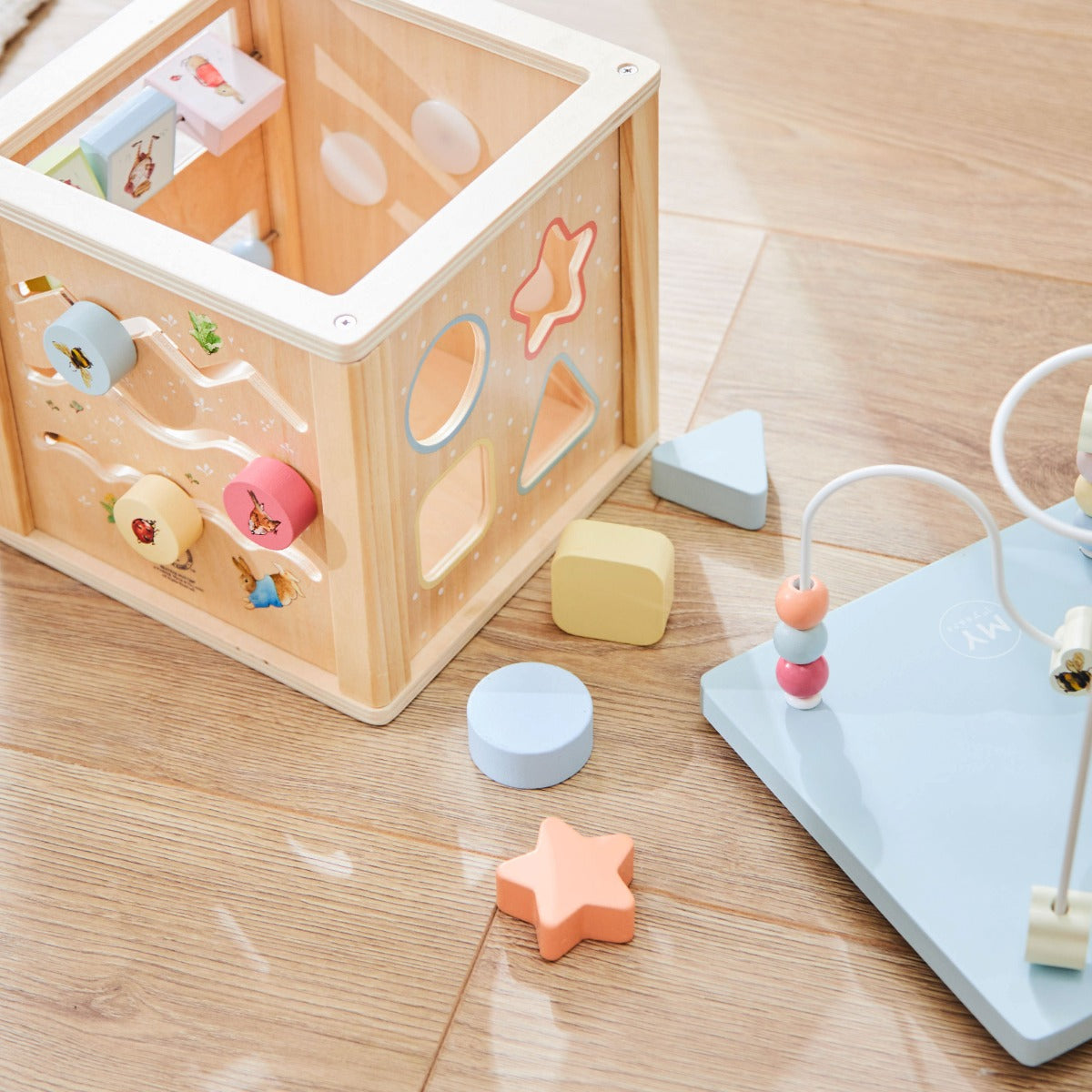 Personalised Peter Rabbit Wooden Activity Cube Toy FSC®