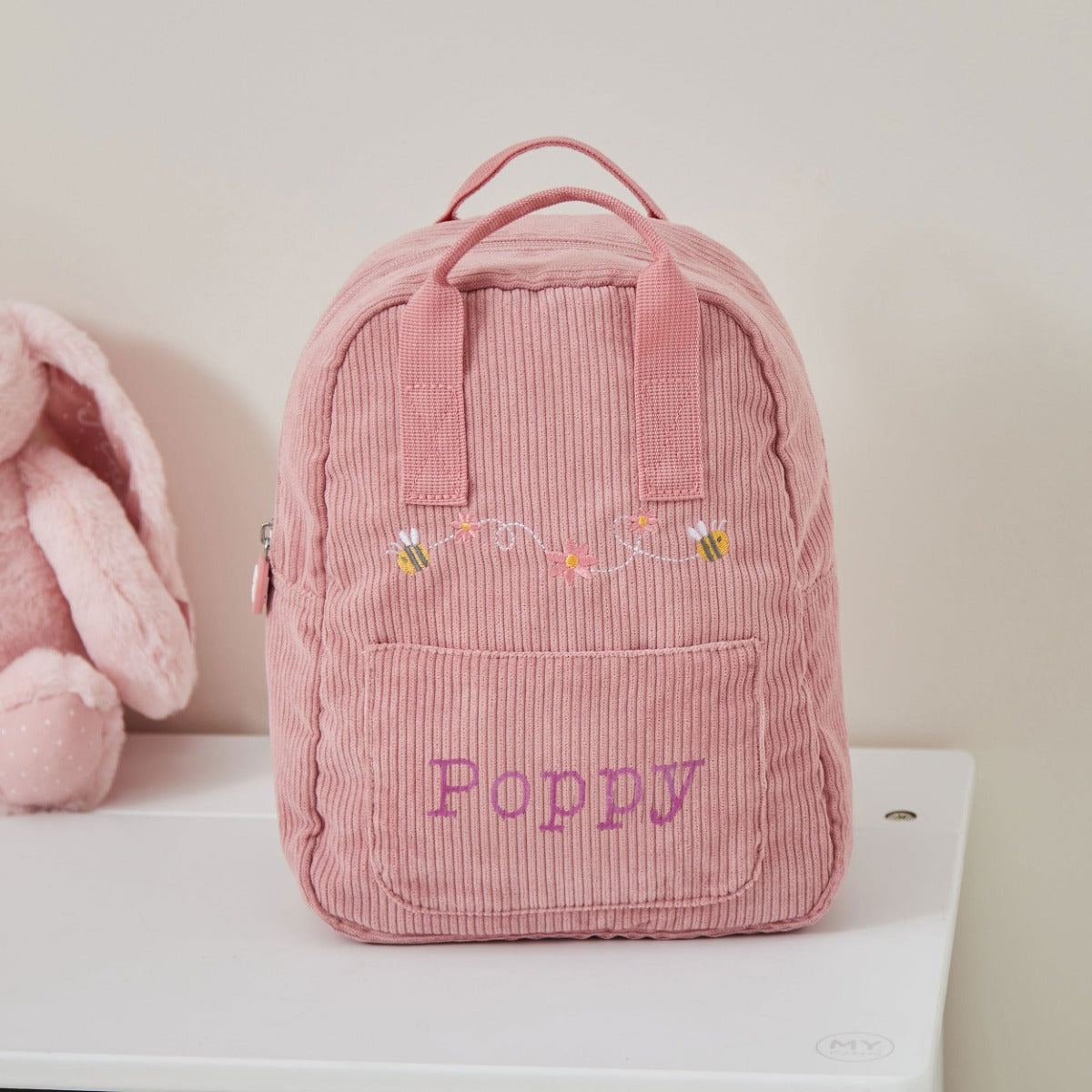 Personalised Pink Bumblebee Design Cord Mini Backpack