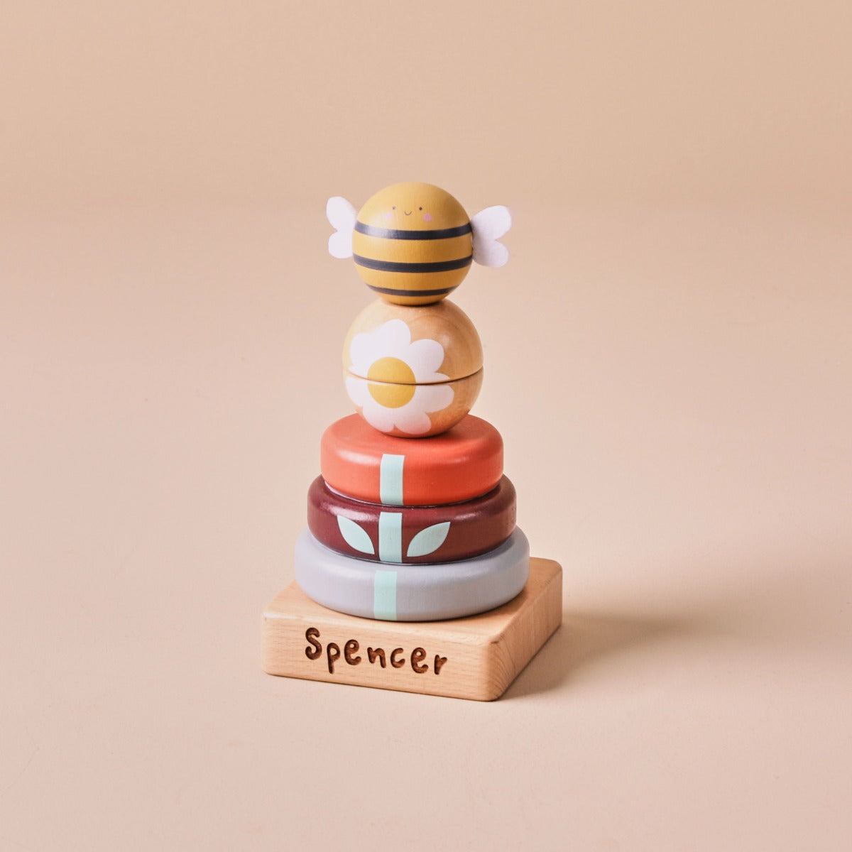 Personalised Just Bee Kids Wooden Bee Stacker Toy