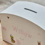 Personalised Pink Flopsy Bunny Money Box FSC®