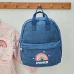 Personalised Rainbow Denim Backpack
