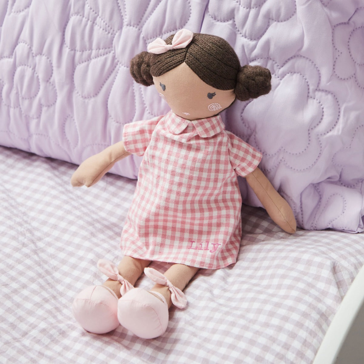 Personalised My 1st Doll in Pink Dress - Dark Hair