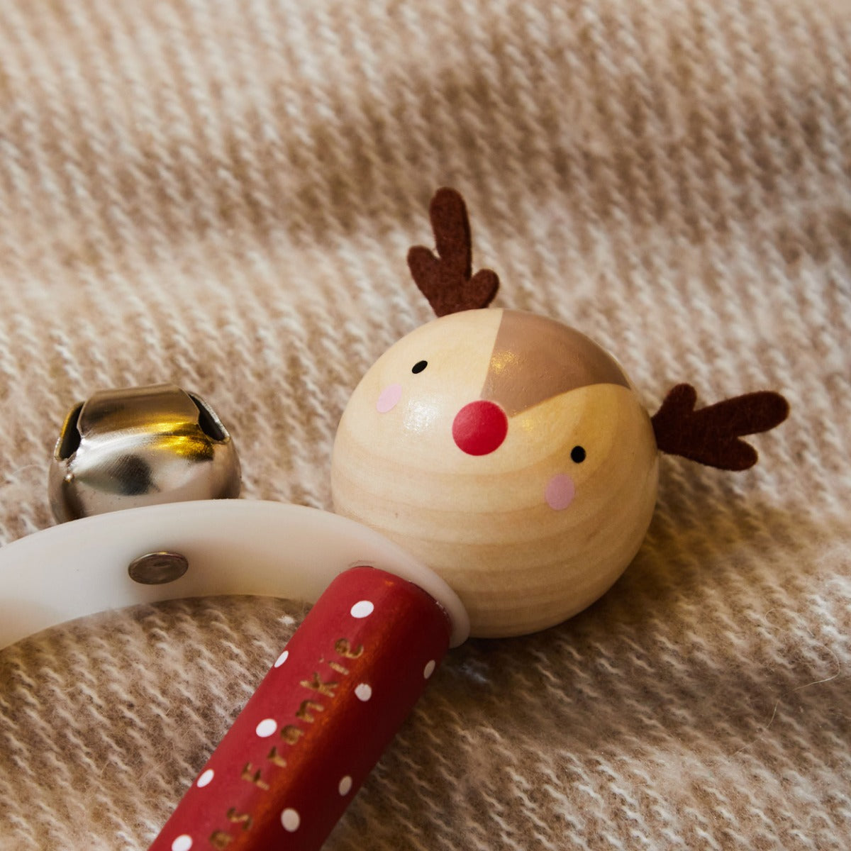 Personalised Wooden Reindeer Handbell FSC®