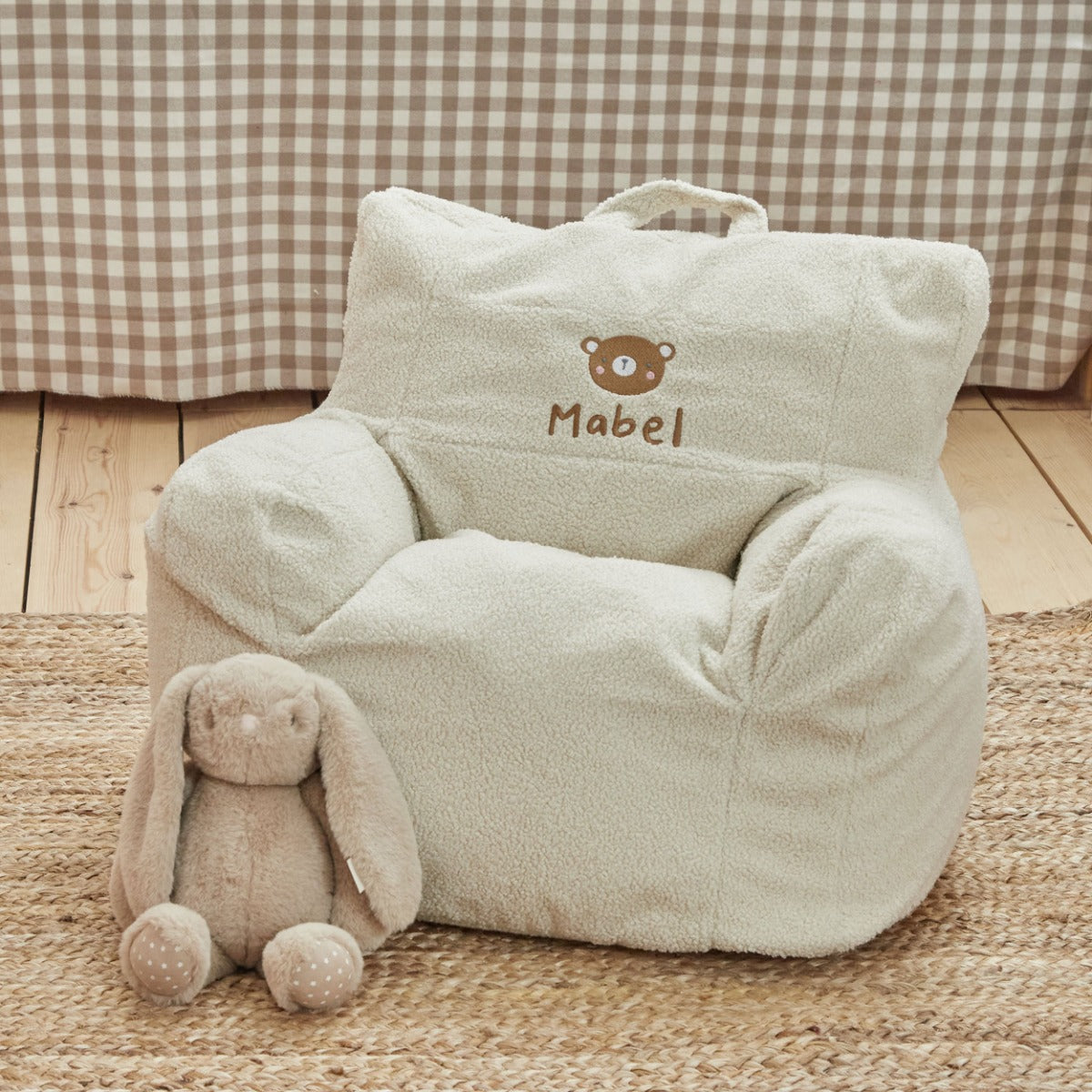 Personalised Bear Ecru Bean Bag Filled Chair 