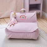 My Kids Personalised Pink Rainbow Cord Big Bean Bag Chair