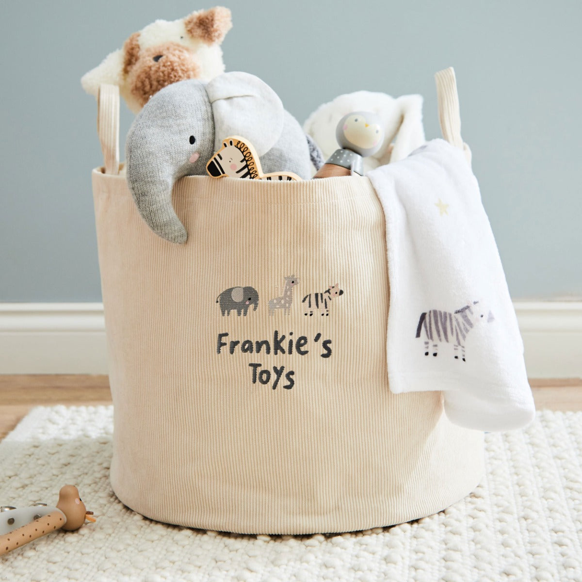 Personalised Ecru Safari Cord Storage Bag 