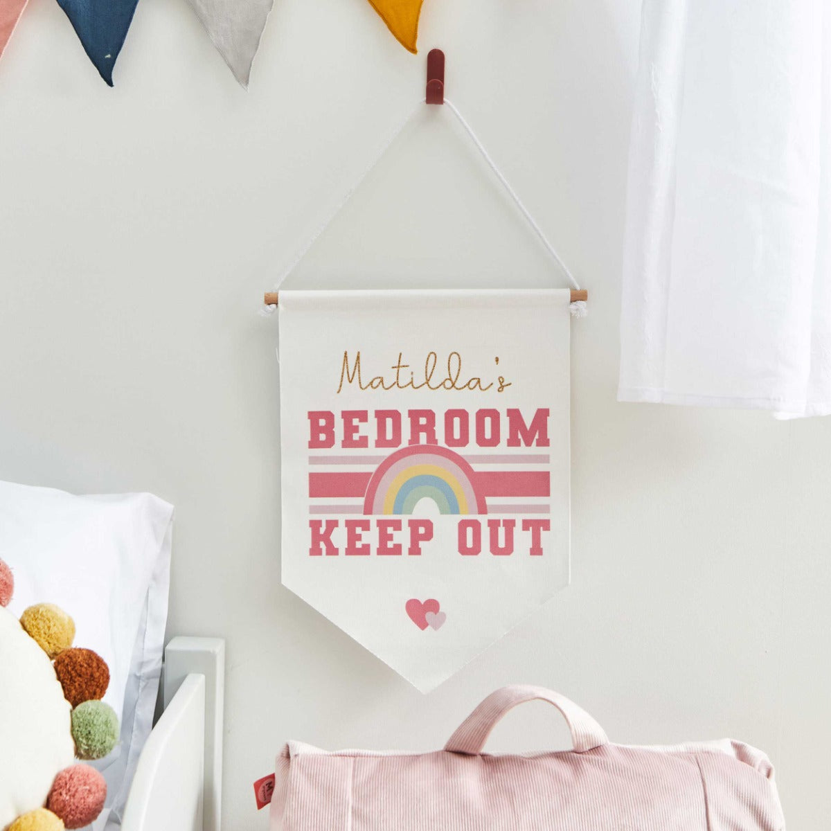My Kids Personalised Pink Keep Out Wall Hanging
