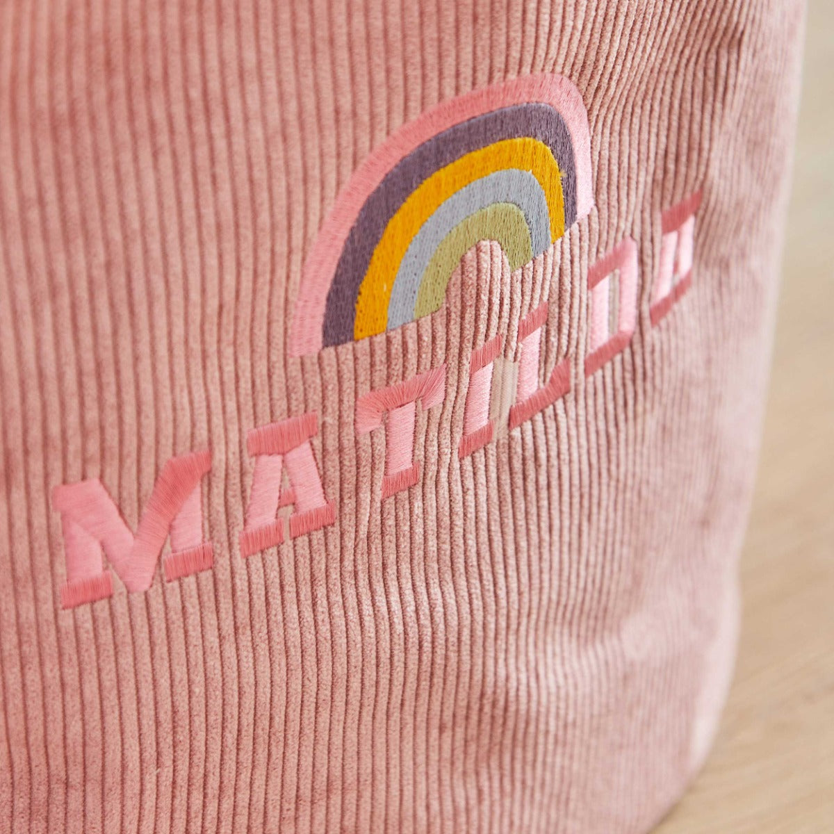 My Kids Personalised Large Rainbow Pink Cord Storage Bag