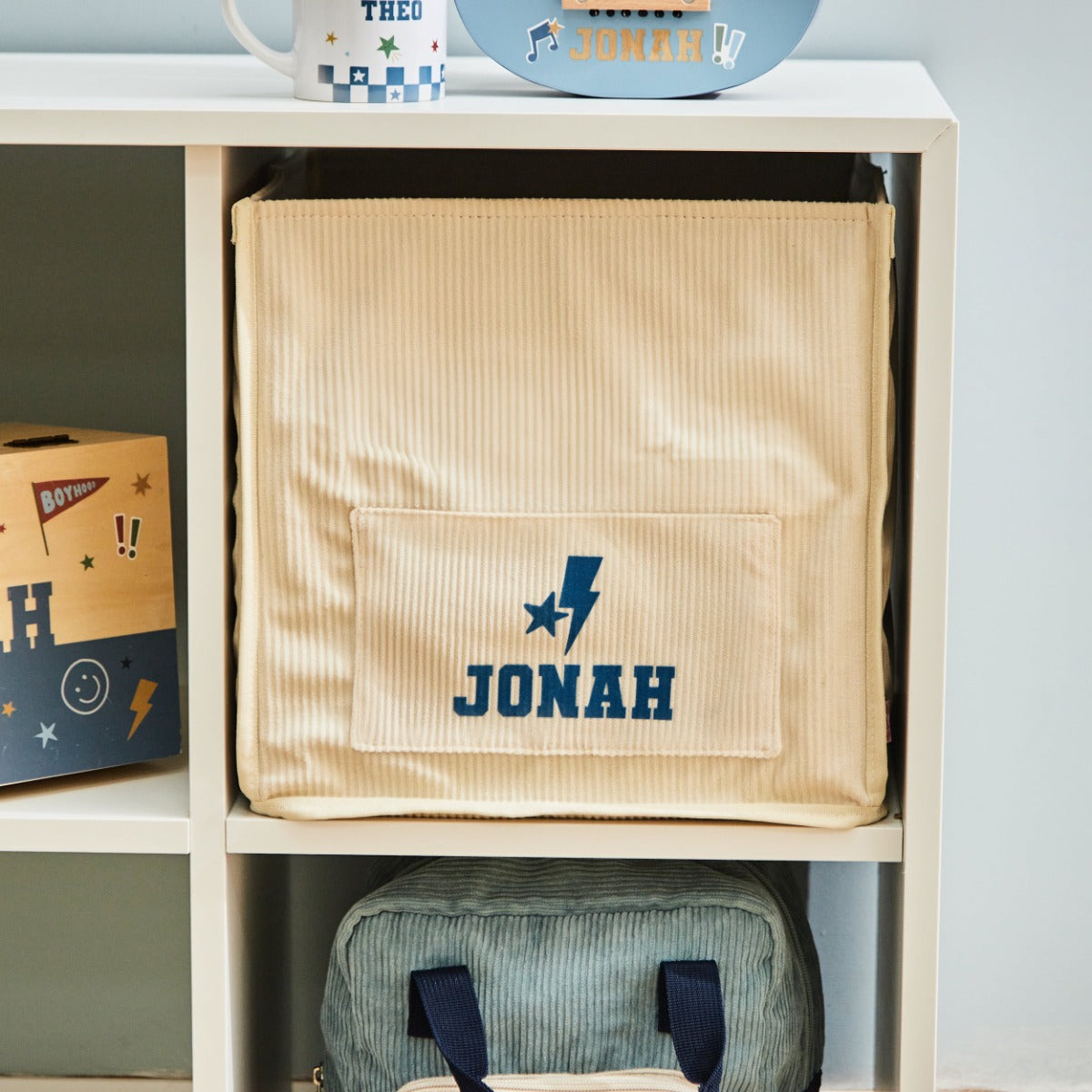 My Kids Personalised Lightning Bolt Soft Storage Cube