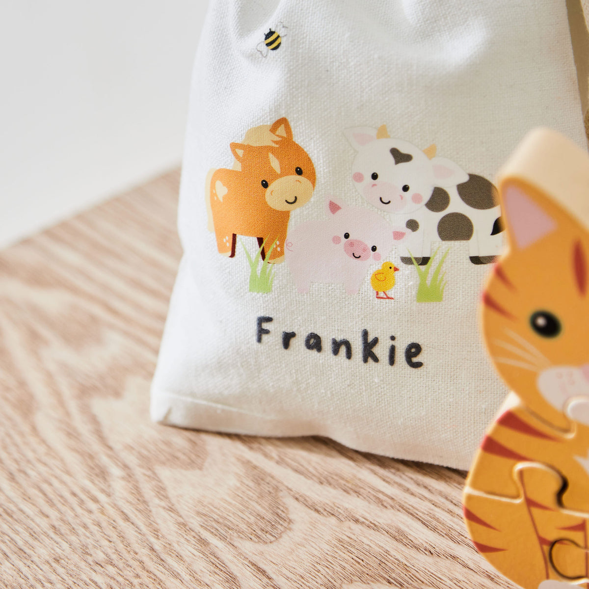 Personalised Orange Tree Toys Cat Wooden Puzzle