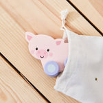Personalised Orange Tree Toys Wooden Push-Along Pig Toy