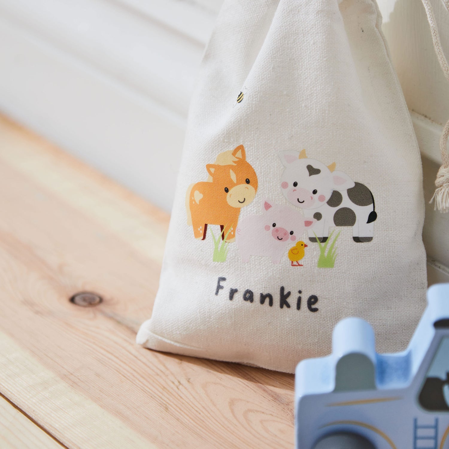 Personalised Orange Tree Toys Wooden Push-Along Tractor Toy