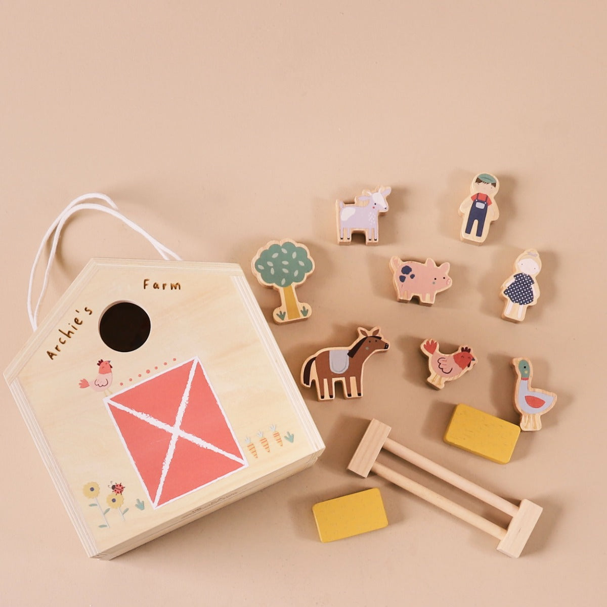 Personalised Just Bee Kids Wooden Farm House with Dolls FSC®